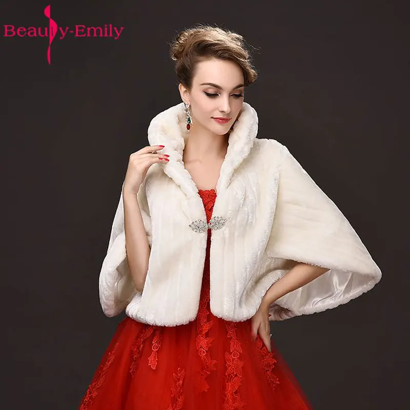 Bridal Accessories Wedding Wraps Shawl Cloak Cape Jacket Bridal Bolero Winter Wraps Coat Stole Faux Fur Fabric For Brides