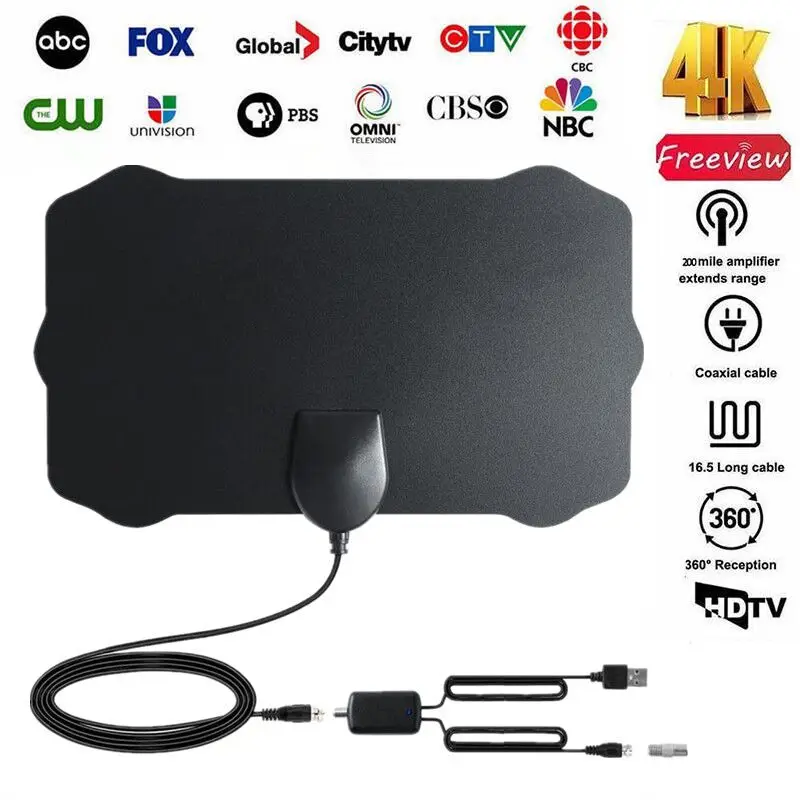 Hengshanlao внутренняя hdtv антенна для цифрового ТВ 980 миль 4K 1080P с усилителем