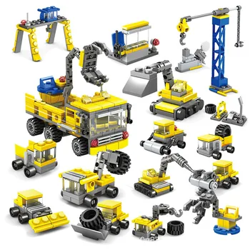 

16 in 1 Toys Building Blocks Construction Vehicle Boy Toy Educational Truck Block Model Bricks Educational Toys For Children