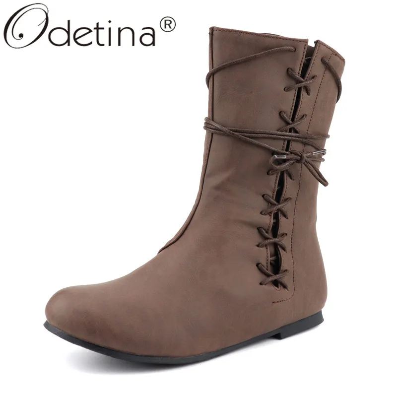 flat tie up boots