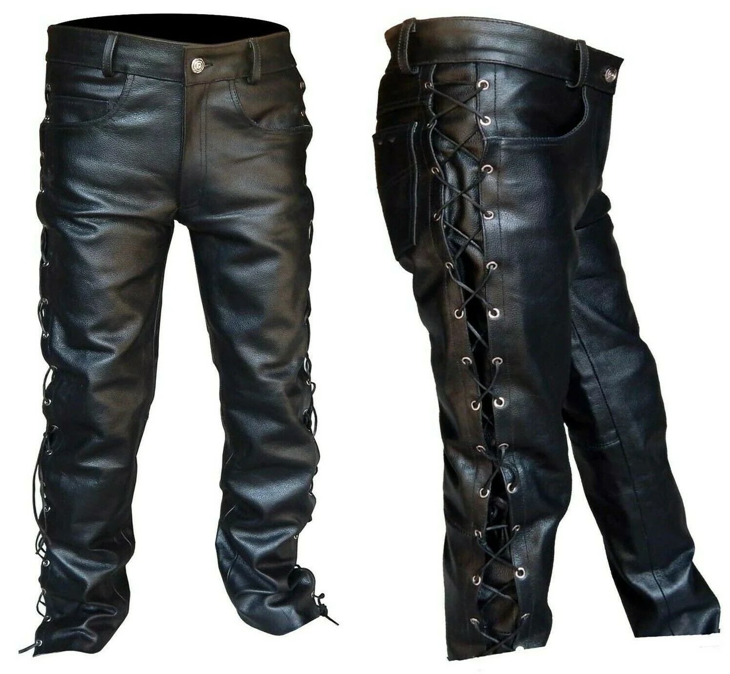 Herren Lederhose Slim Fit - Stylische Biker Hose Für Herbst & Winter