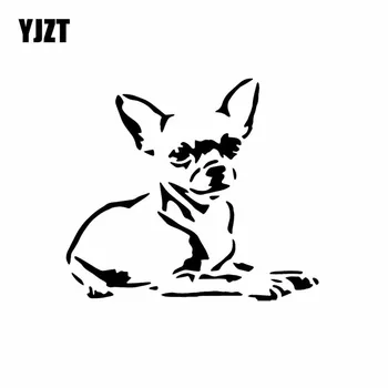 

YJZT 14.1X12.4CM Chihuahua Dog Puppy Pet Car Sticker Vinyl Decal Transfer Mural Art Black/Silver C24-1189