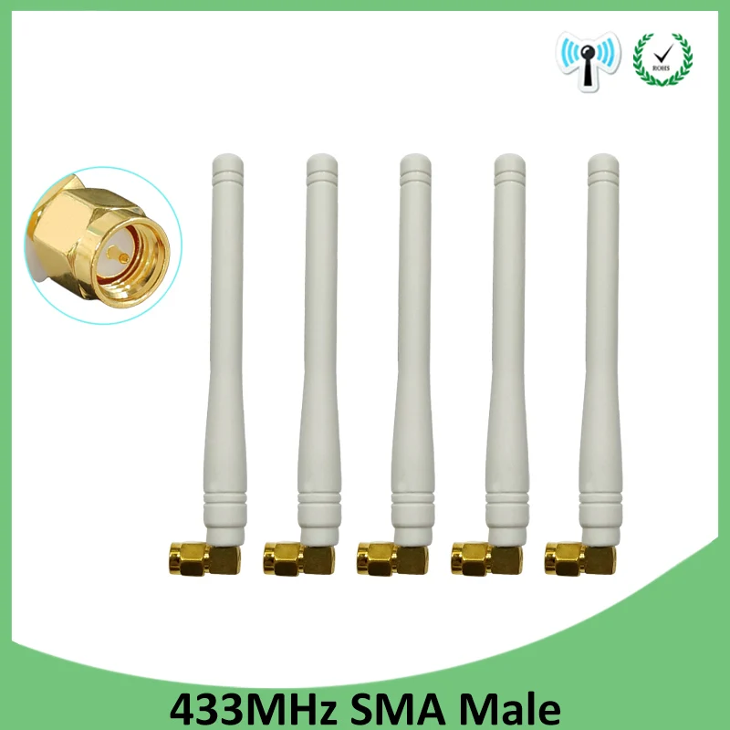 GRANDWISDOM 1-2pcs 433mhz antenna 3dbi sma male lora antene pbx iot module lorawan signal receiver antena high gain