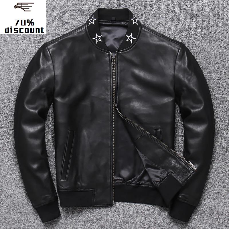 

2020 New Genuine leather coat slim thin leather jacket for young and middle-aged men's coat sheep skin cow leather jacket