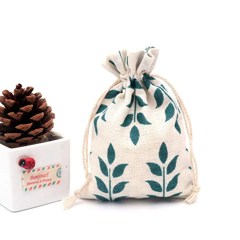

Wheat pattern Printed Handmade Cotton Linen Bag Storage Bag Coffee Beans Tea Gift Bags Wedding Party Candy Jewelry Bag