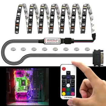 

Besegad 0.5/1m RGB LED Light Strip for PC Computer Case Lighting Decoration Magnet Wireless Remote Controller SATA Power Supply