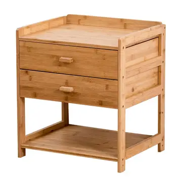 

Bamboo bedside table simple mini bed side small cabinet storage locker removable shelf