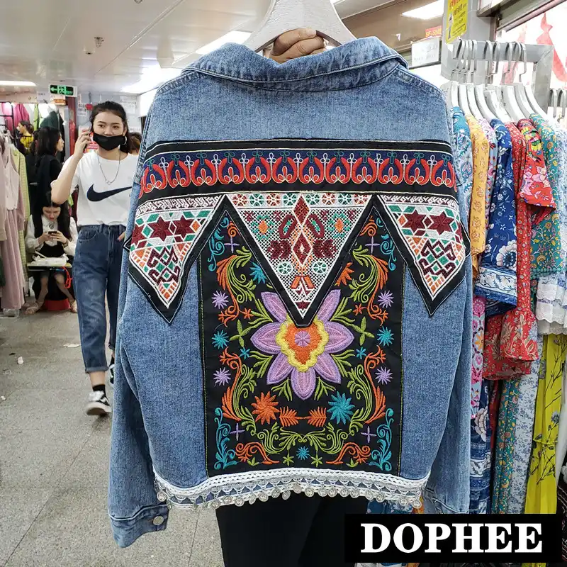 denim jacket with indian embroidery