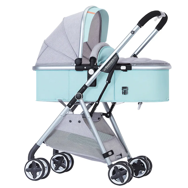 

5.7Kg High Landscape Baby Stroller 3 in 1 Reversible Lightweight Shock Absorption Hot Mom Stroller Portable Luxury Pink Stroller