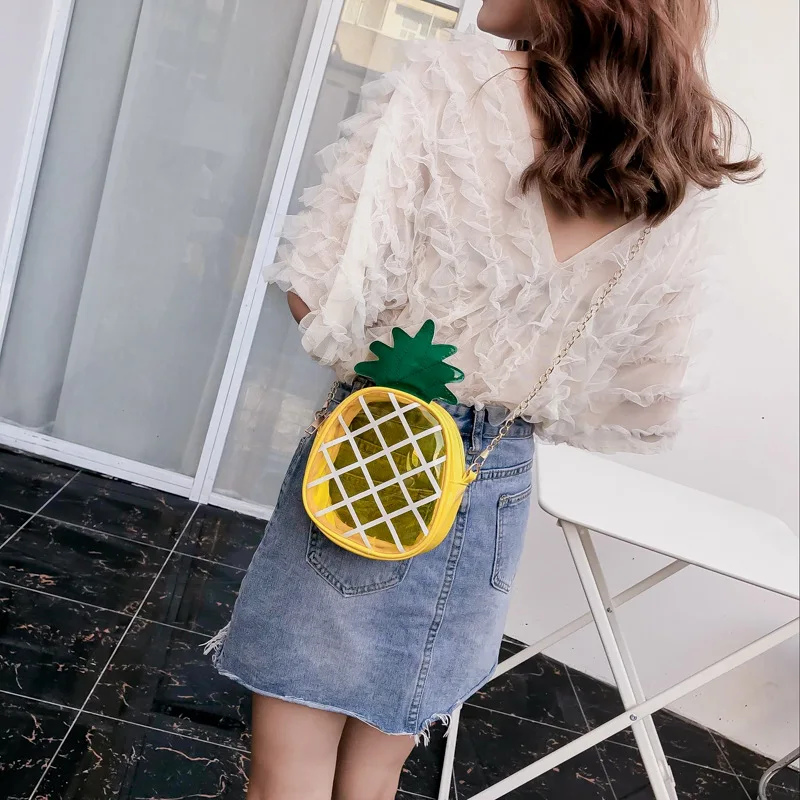 

Creative New Bag - Fruit Chain Bag Transparent Pineapple Bag Mini Shoulder Slant Bag