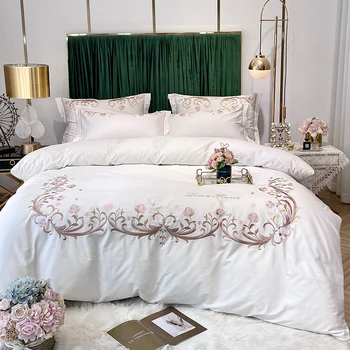 

100% Egypt cotton Embroidery Bedding set Princess embroider Egyptain Duvet Cover girls 4PCS KING QUEEN SIZE Bed set bedspread