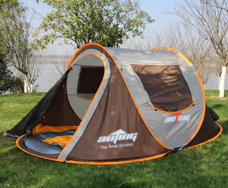 Автоматическая палатка с защитой от ультрафиолета, походная палатка, Мгновенный Всплывающий пляжный тент, легкий солнцезащитный тент, палатка для 4 человек - Цвет: Gray