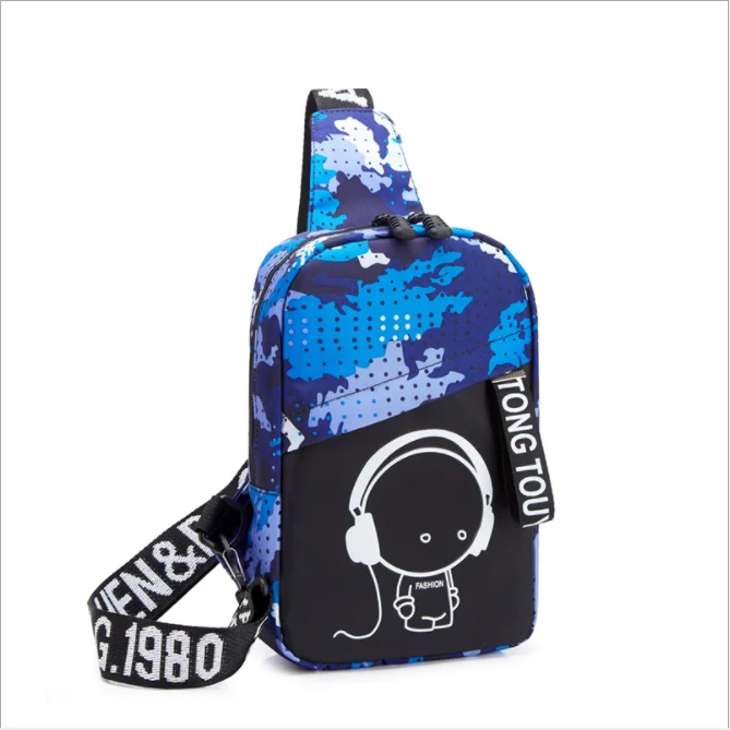 Blue camouflage Anti Theft Luminous small crossbody bags for women messenger bags men casual sling chest bag waterproof travel shoulder bag pack - Цвет: Blue camouflage