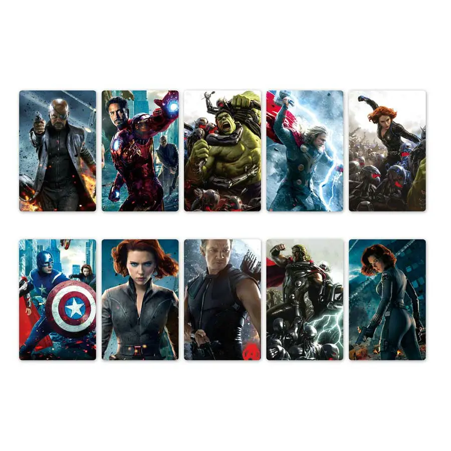 10pcs The Avengers Anime Card Stickers DIY Waterproof Scrub Card Sticker Kids Sticker Toys Collection Gift