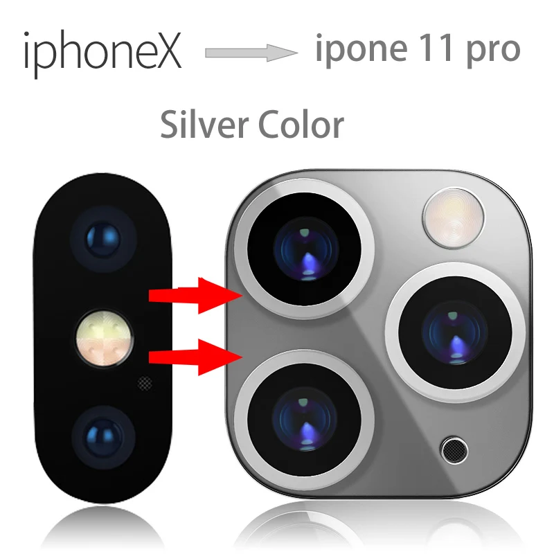 Защитная пленка для задней камеры Cectdigi для iPhone X Xs Max, Защитная пленка для задней камеры, поддельная камера для iPhone 11 pro Max - Цвет: Silver