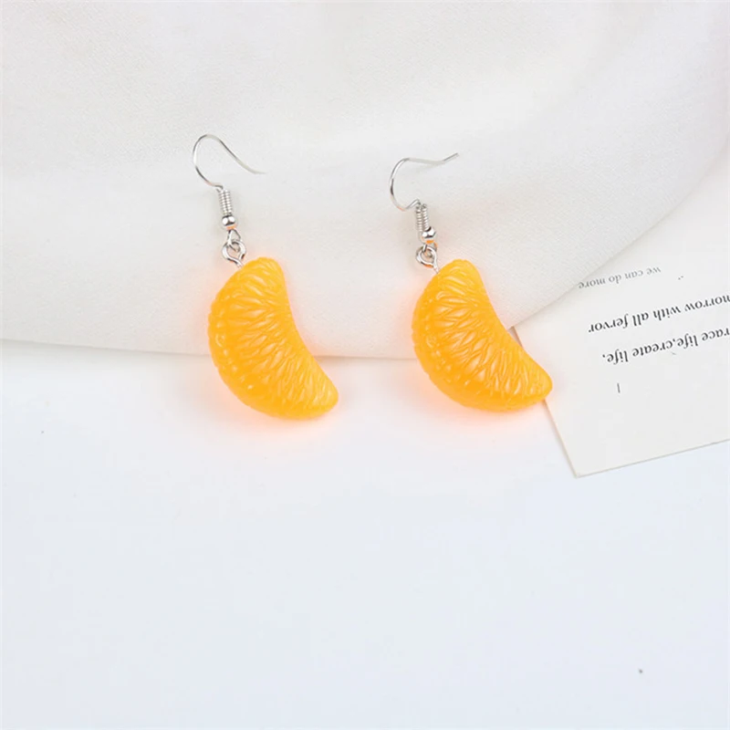 Интересные еда фрукт серьги в виде капель с смолы креативные милые 3D оранжевый