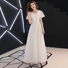 Женские вечерние платья стиль белый длинный стиль Дебютант банкет благородство элегантный банкет ведущий элегантное платье подружки невесты