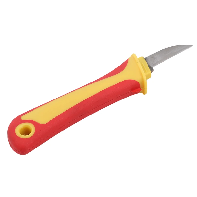 1pc Insulated Electrician Knife Cable Stripping Knife Straight Curved Mouth Hook Fixed Blade Wire Stripper Tools For Electrician