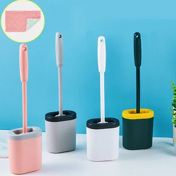 

2020 Silicone Toilet Brush Soft Bristle Wall-mounted Bathroom Toilet Brush Holder Set Clean Tool Durable Thermoplastic Rubber