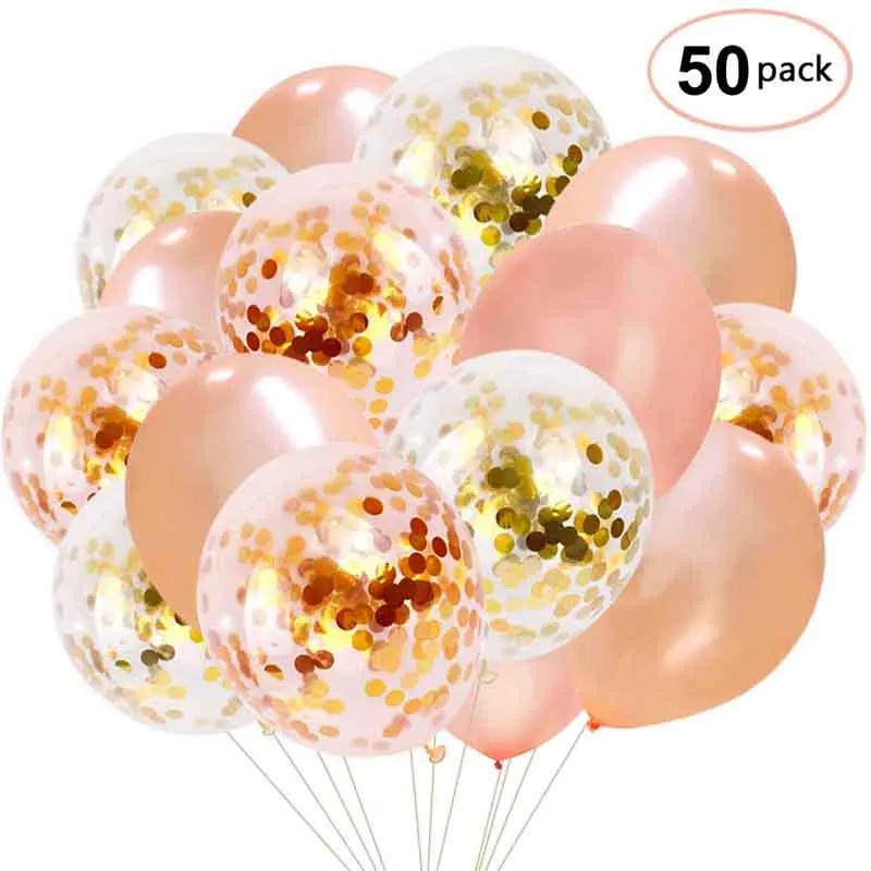 50 шт./лот, много конфетти, воздушные шары, розовое золото, гелиевые шары, для мальчиков и девочек, с днем рождения, для вечеринки, воздушные шары, для свадебной вечеринки, декоративные принадлежности - Цвет: 6