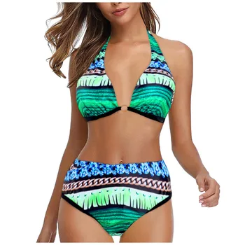 

купальник 2020 Women Plus Size Print Tankini Swimjupmsuit Swimsuit Beachwear Padded Ethnic print Swimwear Directshipping
