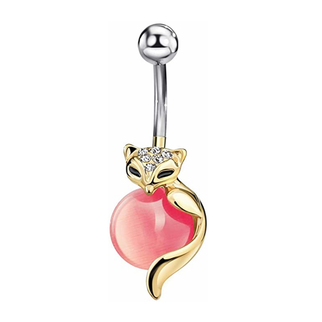 Belly Button Ring 14G Cute Fox Belly Ring Bunny Sexy Navel Piercing Rabbit Belly Bar Elephant Ombligo Pircing Owl Cat