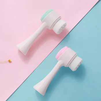 

Double Side Silicone Facial Cleanser Face Washing Brush Portable 3D Face Cleaning Vibration Massage Skin Care Tool
