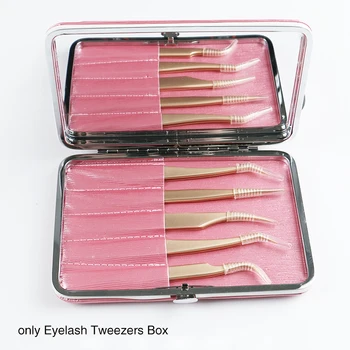 

Portable With Mirror Organizer Professional Make Up Individual Eyelash Tweezers Box Wear Resistant Accessories PU Leather