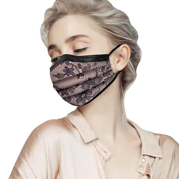 

100PCS Adult Disposable Lace Mask 3 Layers Non-woven Fabric Mouth Mask Unisex Breathable Face Cover Masques Jetables