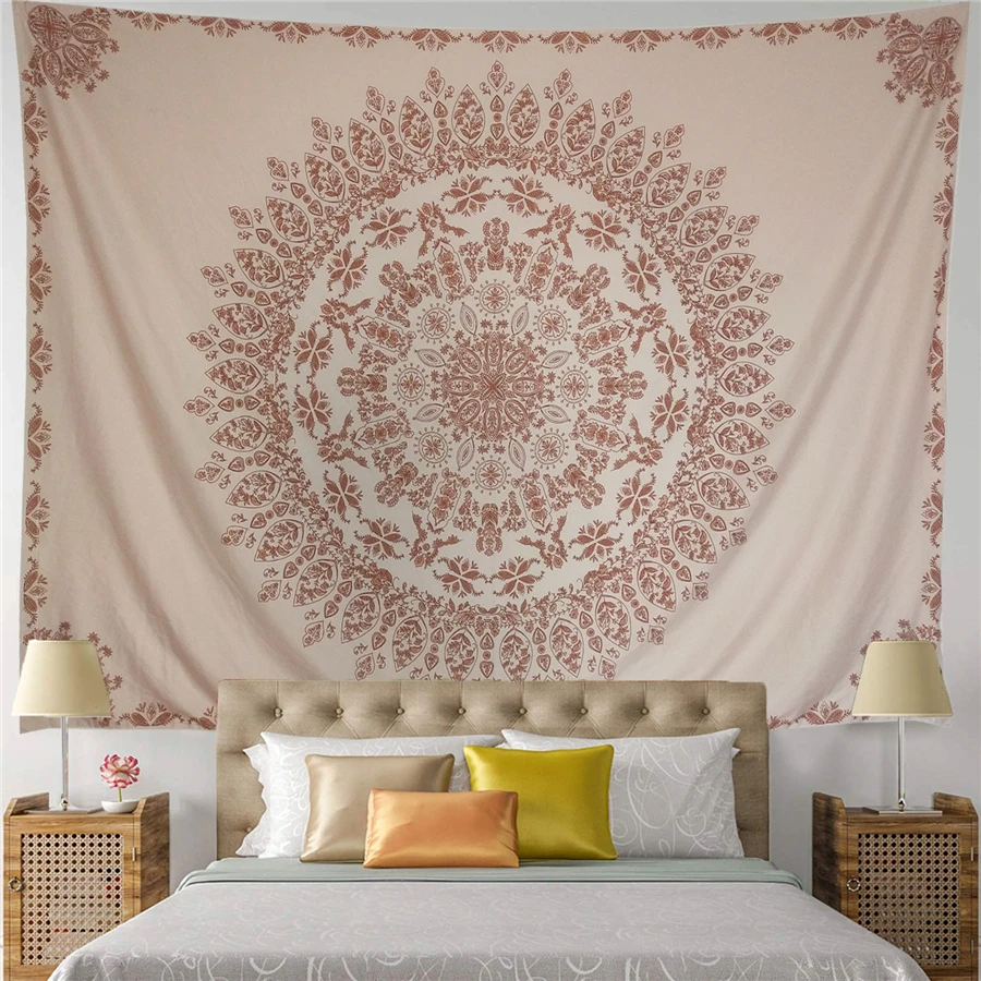 

Boho Floral Pink Carpet Wall Tapestry Mandala India Bohemia Elephant Psychedelic Tenture Hippie Home Decor Wall Cloth Tapestries