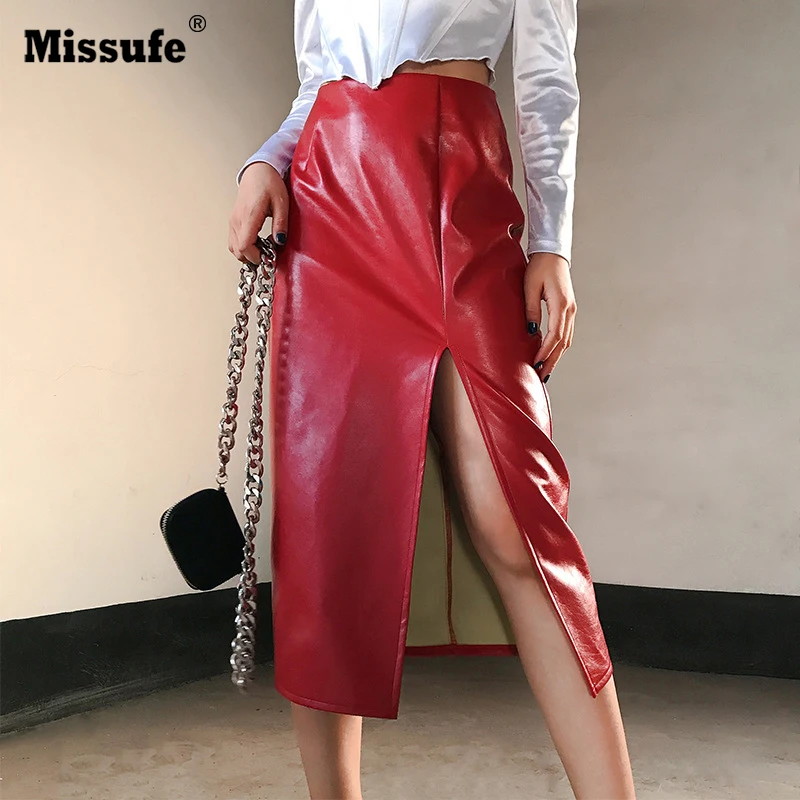 Missufe 2019 женские сексуальные кожаные юбки на молнии из искусственной кожи Высокая