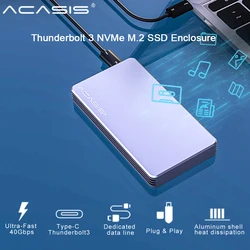 Acasis – boîtier NVME M.2 SSD, 40Gbps, 2 to, en aluminium, type c, câble 40Gbps vers C, pour Mac et Windows 