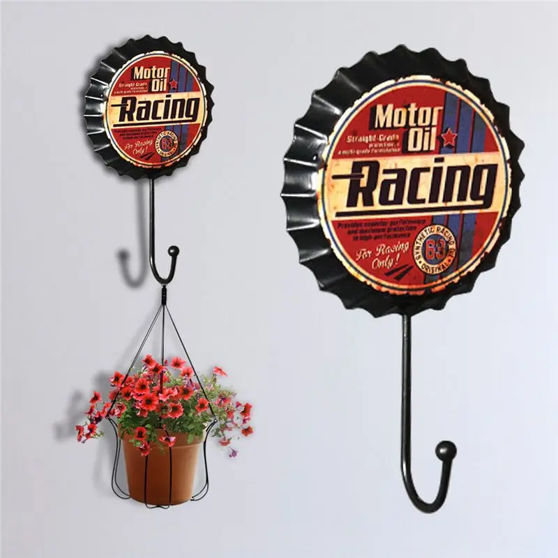 New Retro Creative Beer Cover Hook "Motor Oil Racing" Character Personality Hook Dressing Room Clothes Hook Home Wall Crafts Iro