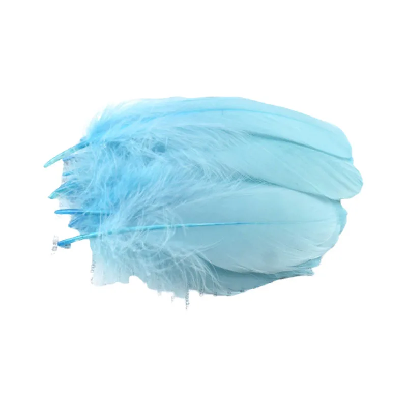 Light blue Высокое качество, натуральные темно-коричневые гусиные перья для рукоделия, для изготовления ювелирных изделий, 13-18 см, сделай сам, для дома, вечерние, свадебные декорации - Цвет: Light blue