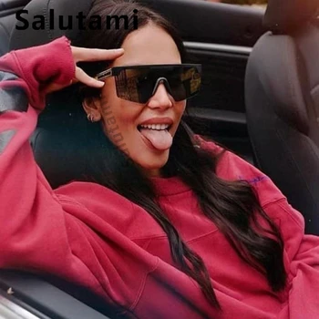 

Rimless One Piece Square Sunglasses For Women Men Stripe Double Color Luxury Brand Sun Glasses Female Oversize Shield Shades