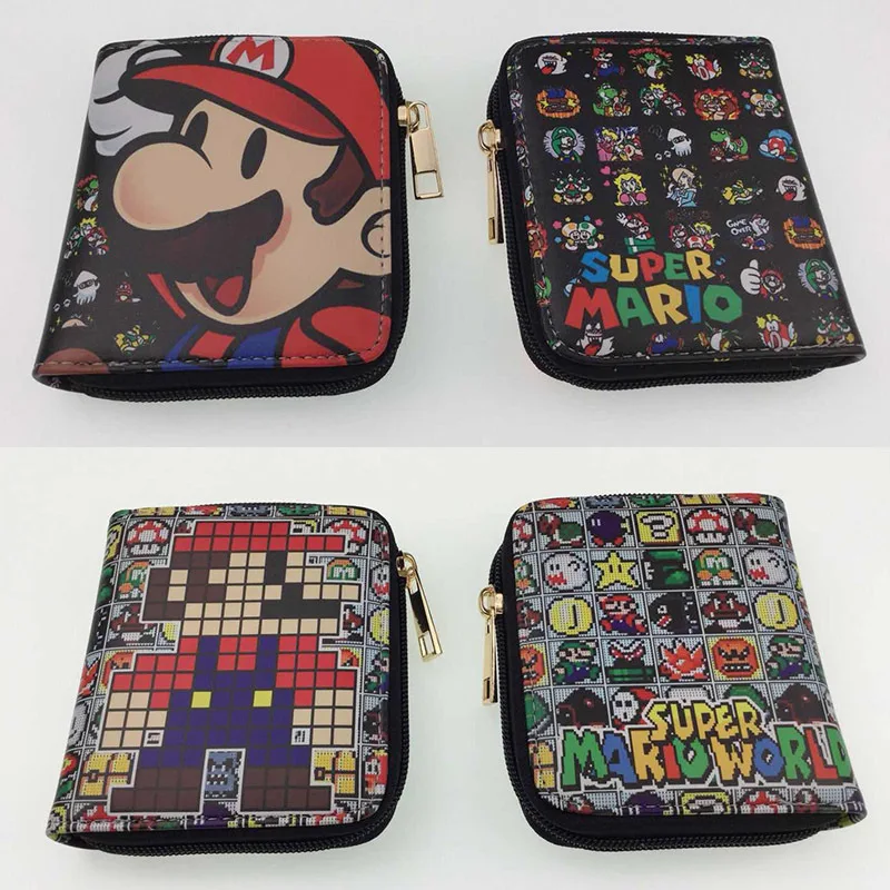 Super Mario Bro модные аниме PU кошелек из мягкой кожи клатч, сумочка для денег на молнии, кошельки с Отделом для монет Повседневное кошельки кард-мальчиков и девочек, для детей