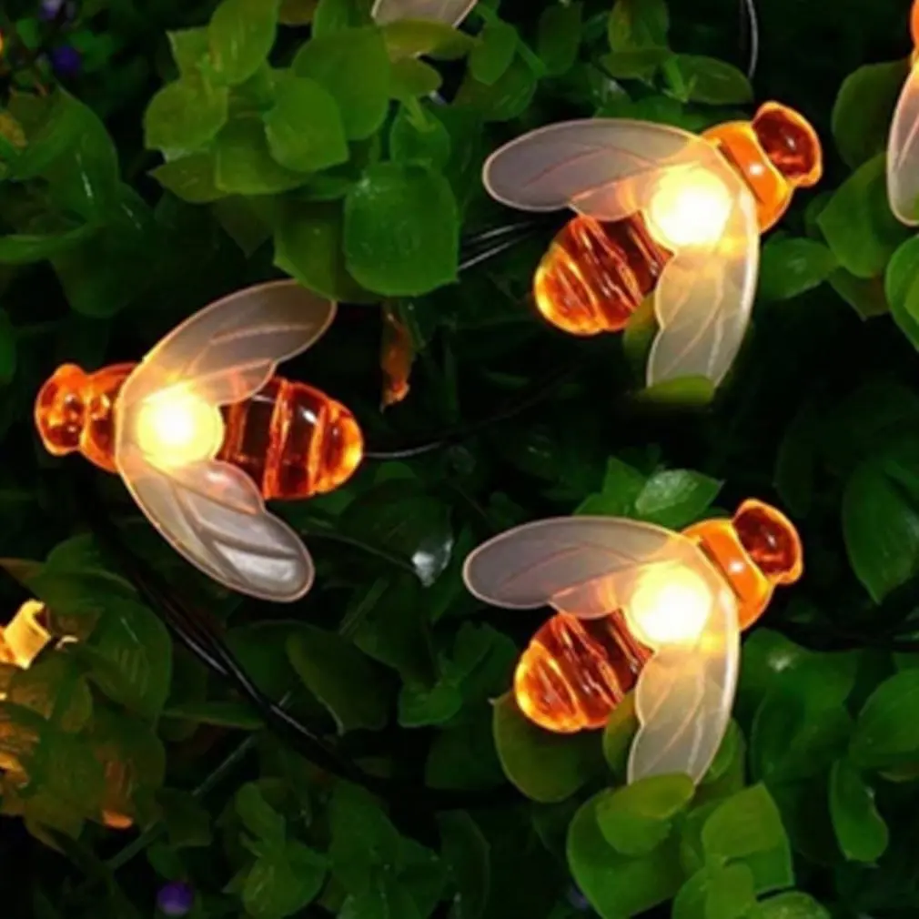 Теплые белые струнные огни 20Led honey Bee Солнечная волшебная лампа для наружного сада дом ограждающее украшение