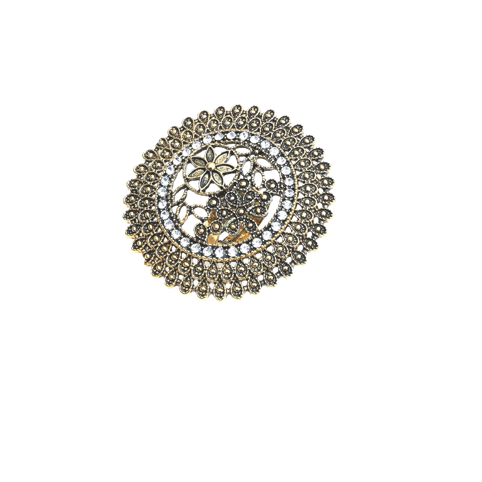 Elegant Turkish Vintage Gold Flower Ring 7
