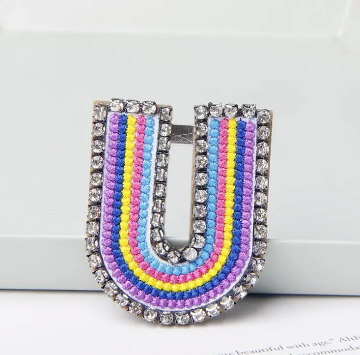 1Pcs New Color Letters Patch Alphabet Brooch Embroidered Beads Applique Diy Name Letters Patches For Clothing Coat, Hat, Bag