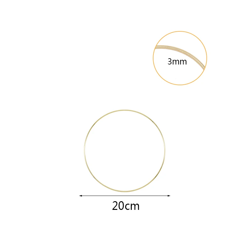 10-40 см золотое металлическое кольцо венок гирлянда свадебное украшение детский душ цветочный венок невесты цветы Ловец снов декоративный обруч - Цвет: 20cm