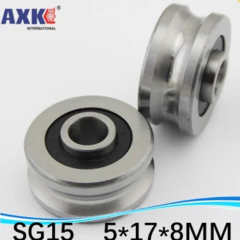 

100PCS SG15 2RS U Groove pulley ball bearings 5*17*8 mm Track guide roller bearing SG5RS V17 (Precision double row balls) ABEC-5