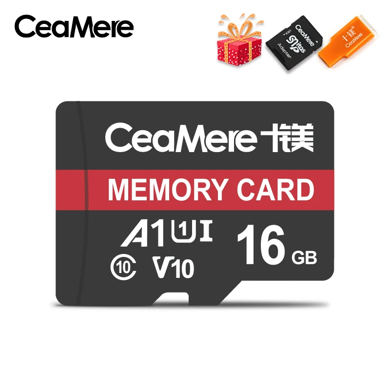 Micro SD карта CeaMere, класс 10, UHS-1, 8 ГБ, класс 6, 16 ГБ/32 ГБ U1, 64 ГБ/128 ГБ/256 ГБ U3, карта памяти, флэш-память, Microsd, для смартфона - Емкость: 16GB with gift