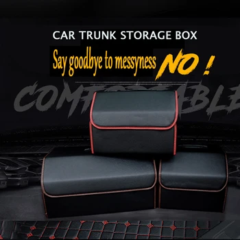 

Collapsible PU Leather trunk organizer Box Storage Bag Holders Folding Car Trunk Stowing Tidying For Car SUV Car Accessories
