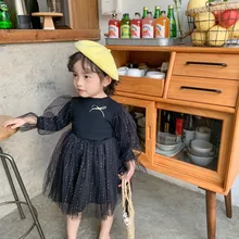 Весеннее платье принцессы для девочек на день рождения, модные сетчатые платья в стиле пэчворк с бантом, одежда для маленьких девочек