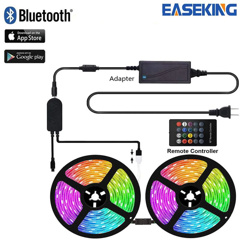 

Bluetooth LED Strip RGB Led Light SMD5050 DC24V LED Tape Light 20m diode Ribbon Flexible with Bluetooth APP remote control panel