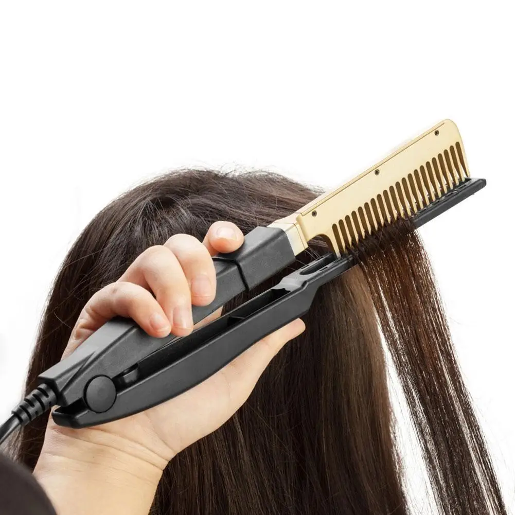 

Portable Electric Hair Straightener Brush V Type Clip Wet Straightener Straight Style Hair Diy Hair For Dry Tool Household X3K1