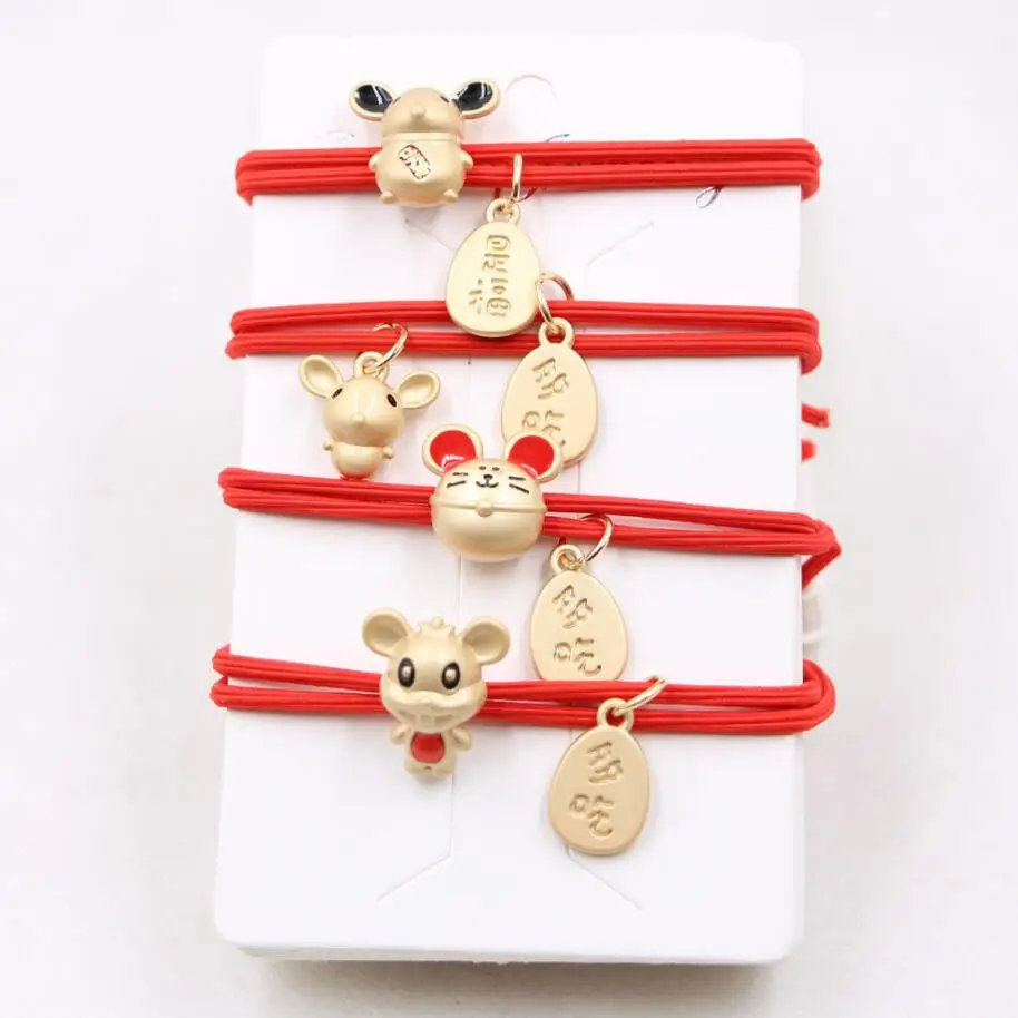 

2020 New Chinese Style Zodiac Rats Shakin Bracelets For Women Birthday Mini Animal Red Rope Bangle Jewelry Girl New Year Gift