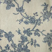 Винтажная синяя Цветочная профессиональная печать и окрашивание льняная тканевая Подушка Диван скатерть занавеска льняная ткань