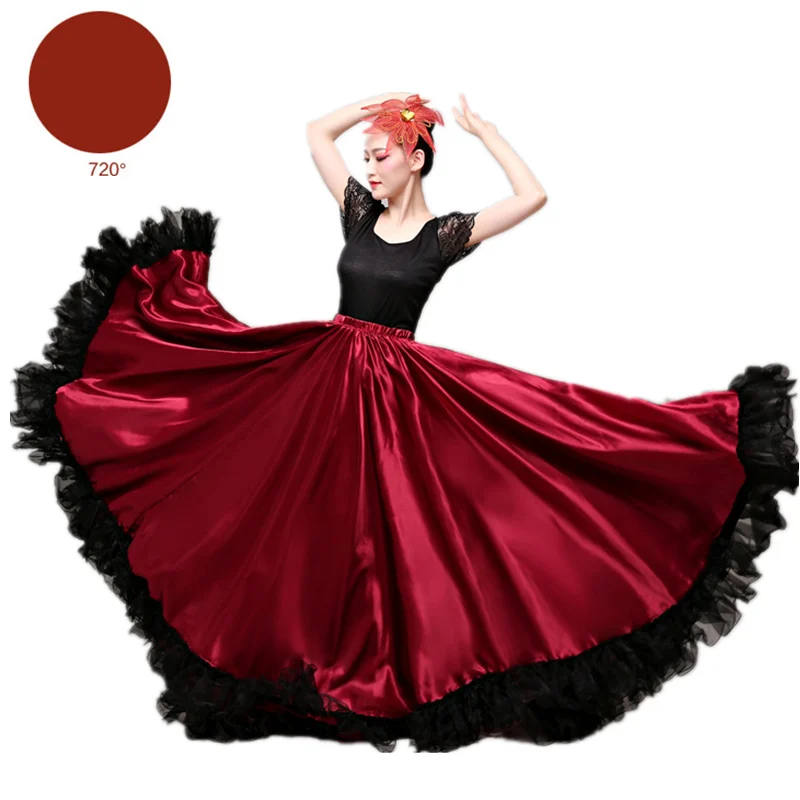 Юбки для фламенко, испанское платье для женщин, танцевальные костюмы, Цыганская юбка-свинг, для хора, сцены, испанская коррида, большой танец - Цвет: Color3 720