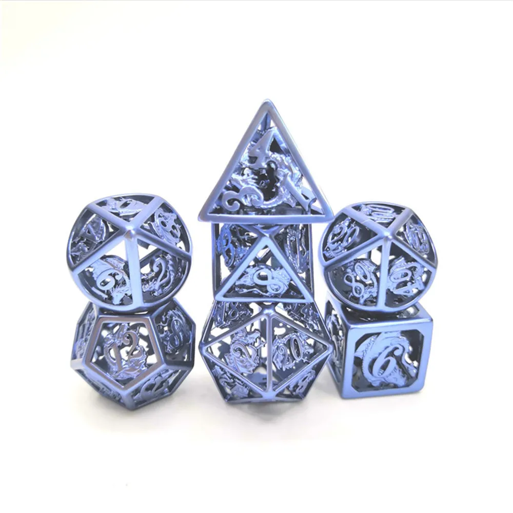 Дракон масштаб латунь покрытием синий многогранный Металл dnd игровые кости набор